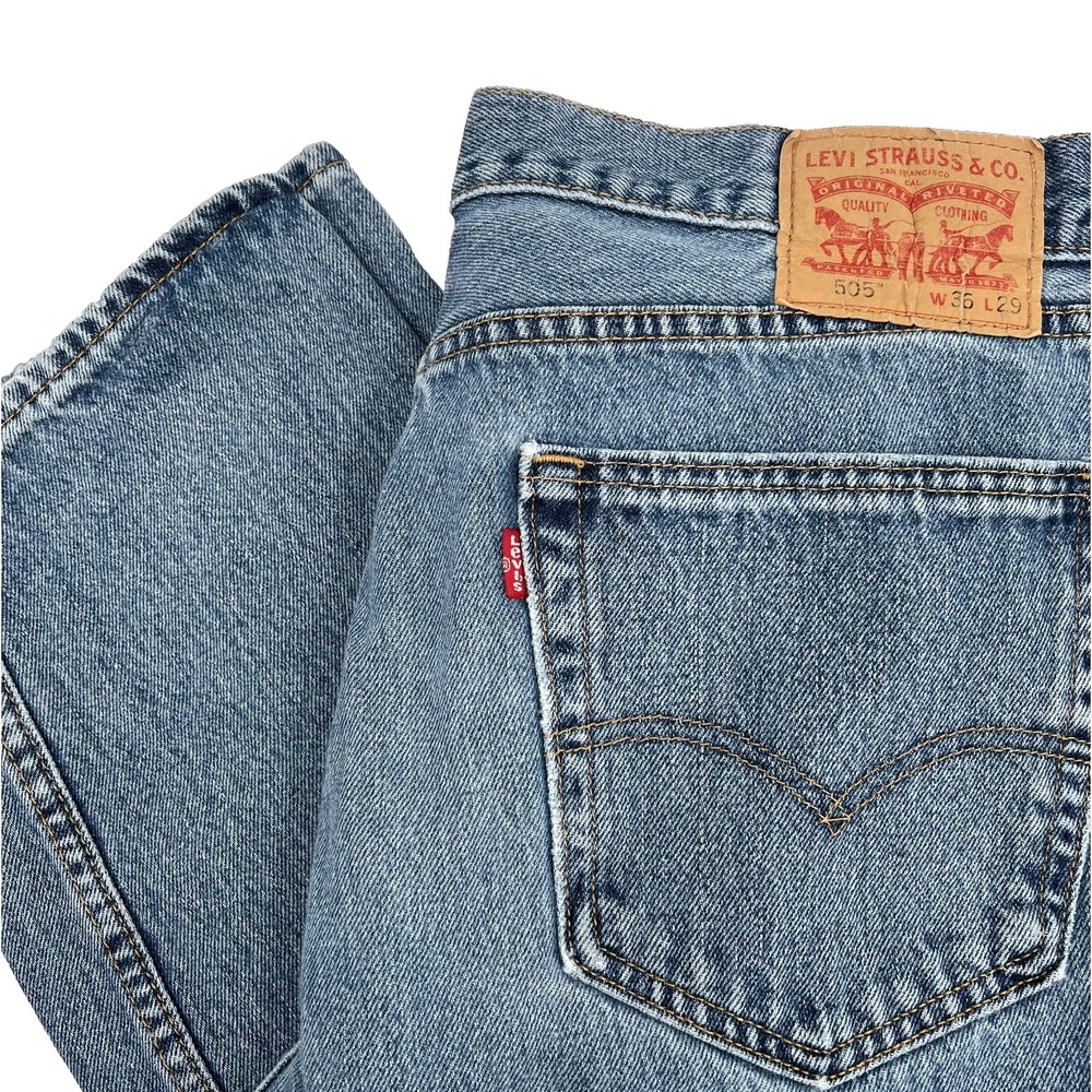 LEVI'S 505 Men's Size 36x29 Medium-Wash Classic Straight-Leg Denim Blue Jeans